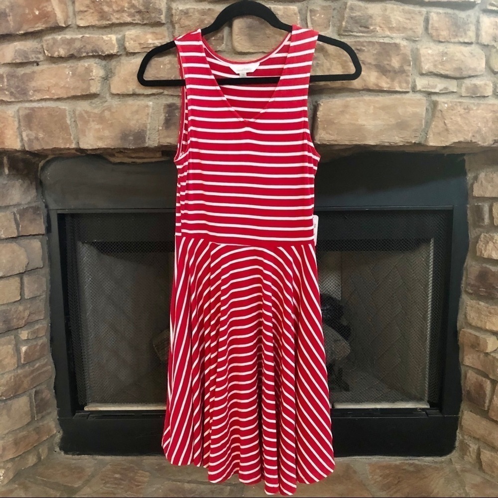 NWT Charming Charlie Red and White Striped Sundress. Small